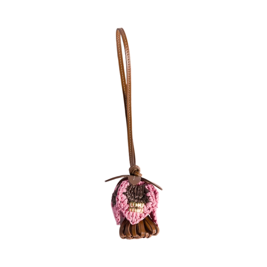 5TL498-2IG8-F00JN Miu Miu Leather and Raffia Effect Yarn Trick Cognac Pink