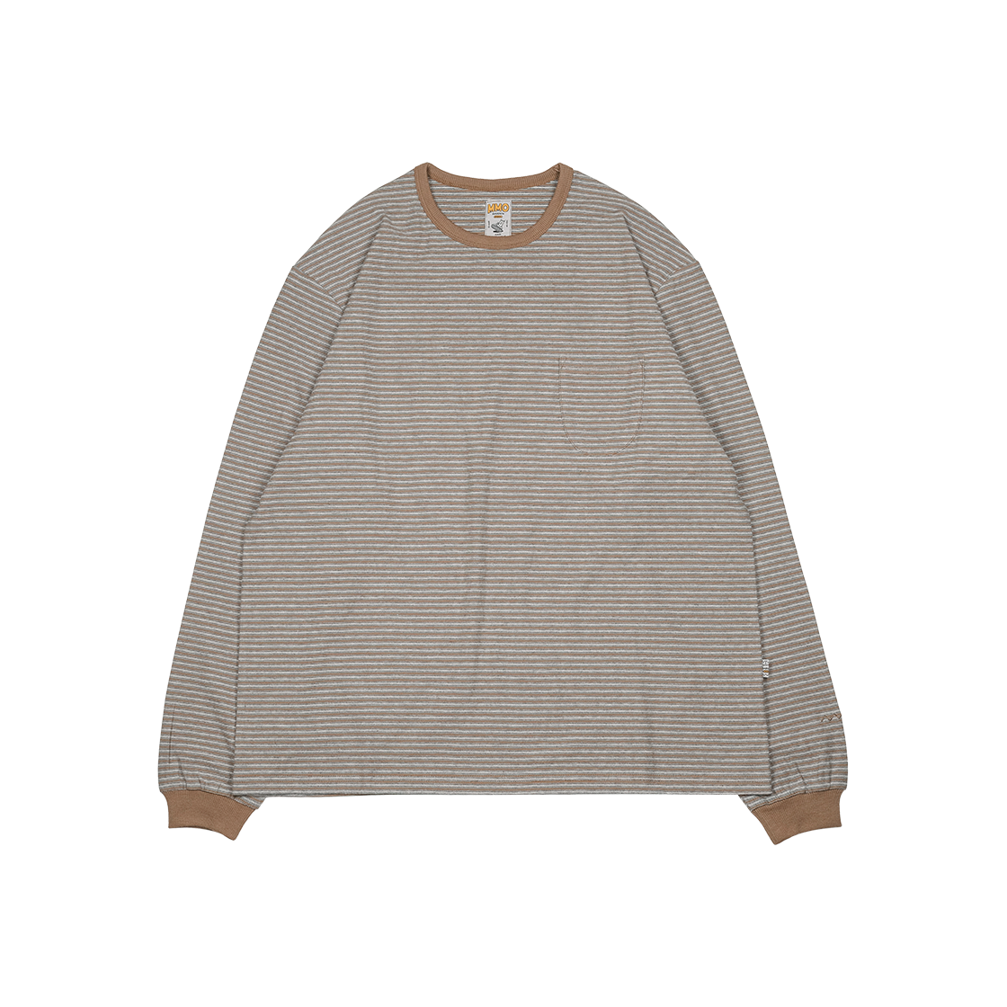 에메모가든 포켓 스트라이프 롱 슬리브 티셔츠 소프트 브라운(mmogarden Pocket Stripe I/S Tee Soft Brown)