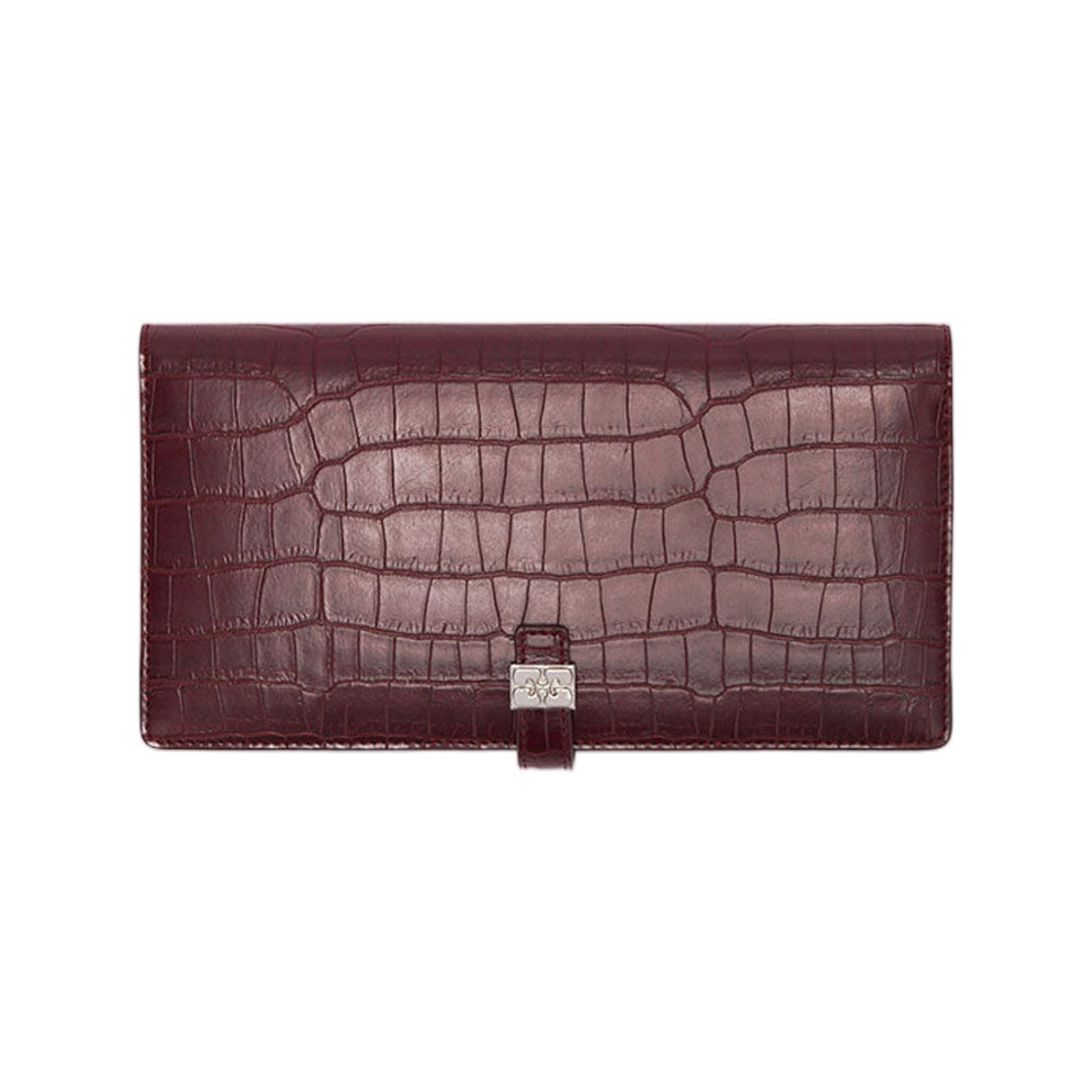 가니 수 롱 슬림 월렛 버건디 크로코 버건디(Ganni Sue Long Slim Wallet Burgundy Croco Burgundy)