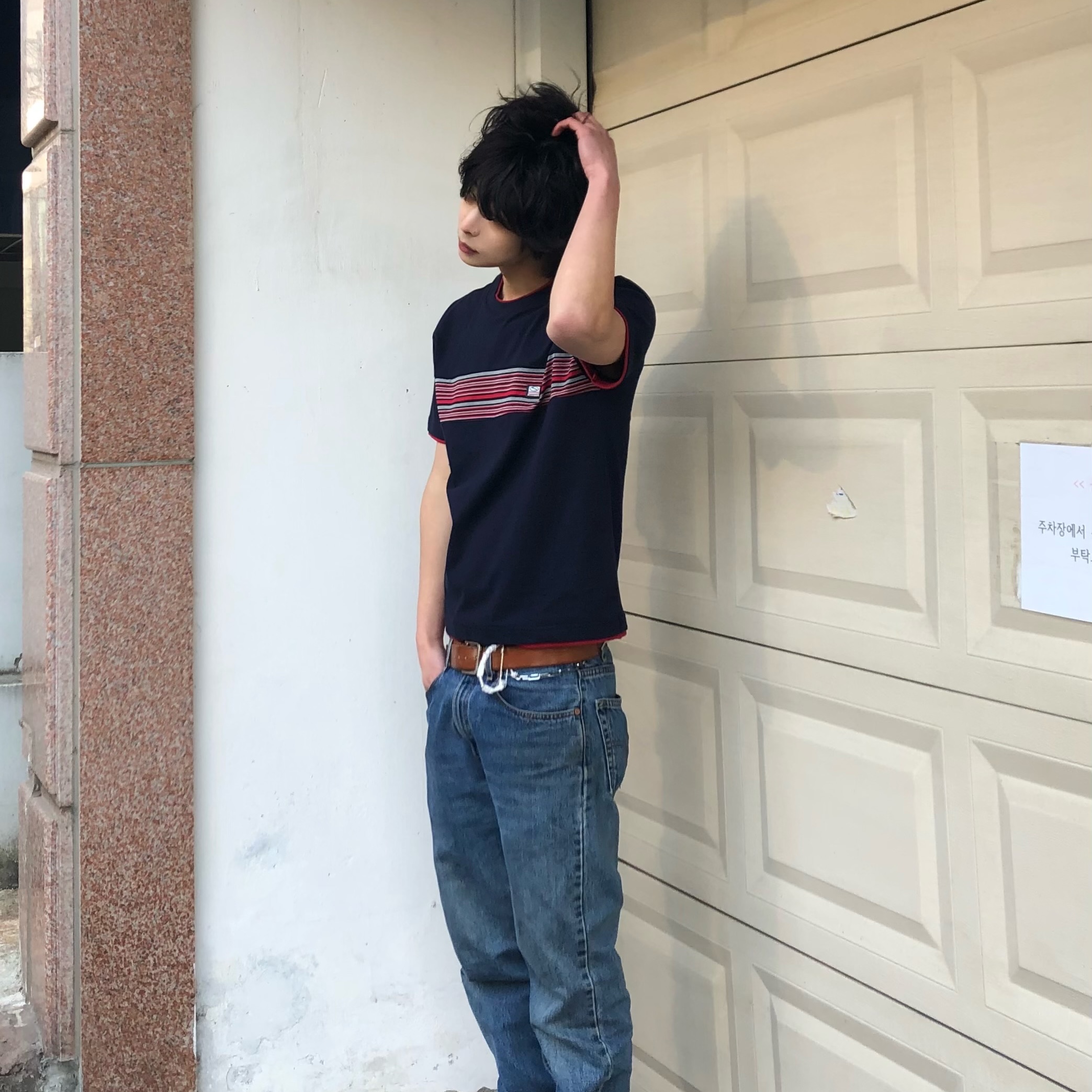SPORT CHAMBER Spectrum T-shirt NAVY 착용 스타일 - 3
