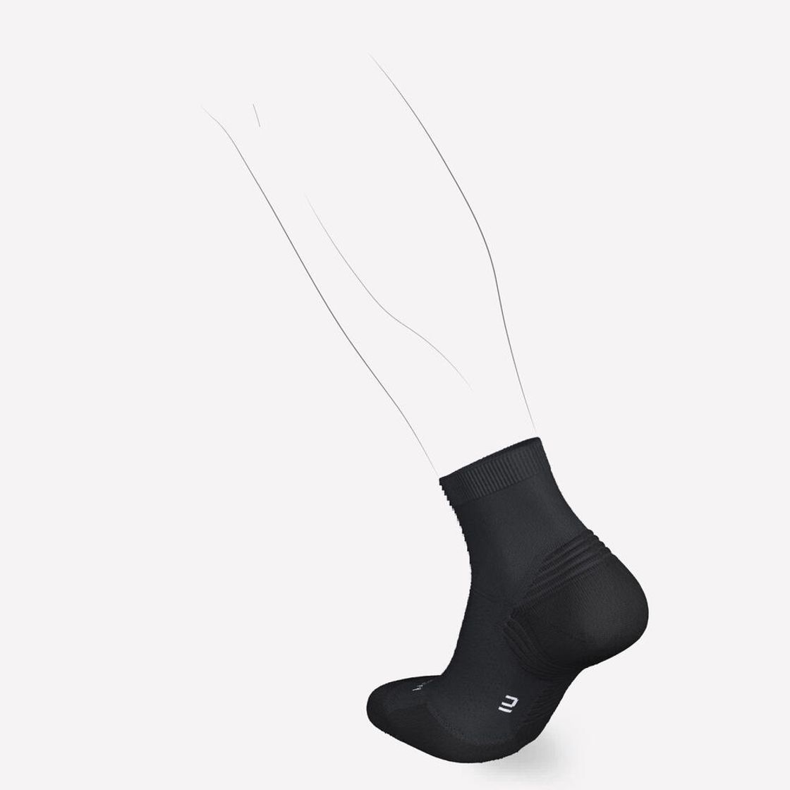 데카트론 러닝 도톰한 중목 양말 2켤레 런 500 스모크 블랙(DECATHLON Running Thick Mid-Cut Socks 2 Pairs Run 500 Smoked Black) - 3