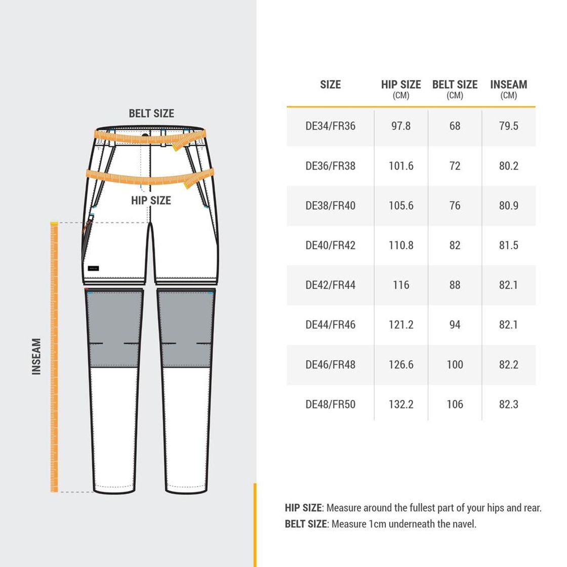 데카트론 여성 백패킹 투인원 집오프 바지 MT100 카본 그레이(DECATHLON Women's Backpacking 2-in-1 Zip-off Pants MT100 Carbon Grey) - 6