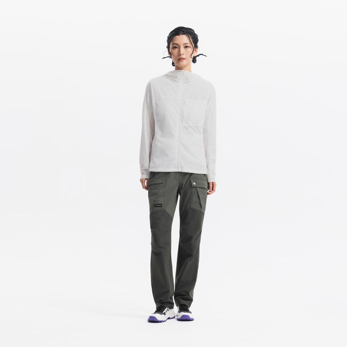 데카트론 여성 하이킹 윈드 자켓 슬림핏 헬륨 500 코튼 화이트(DECATHLON Women's Hiking Slim Fit Wind Jacket Helium 500 Cotton White) - 5