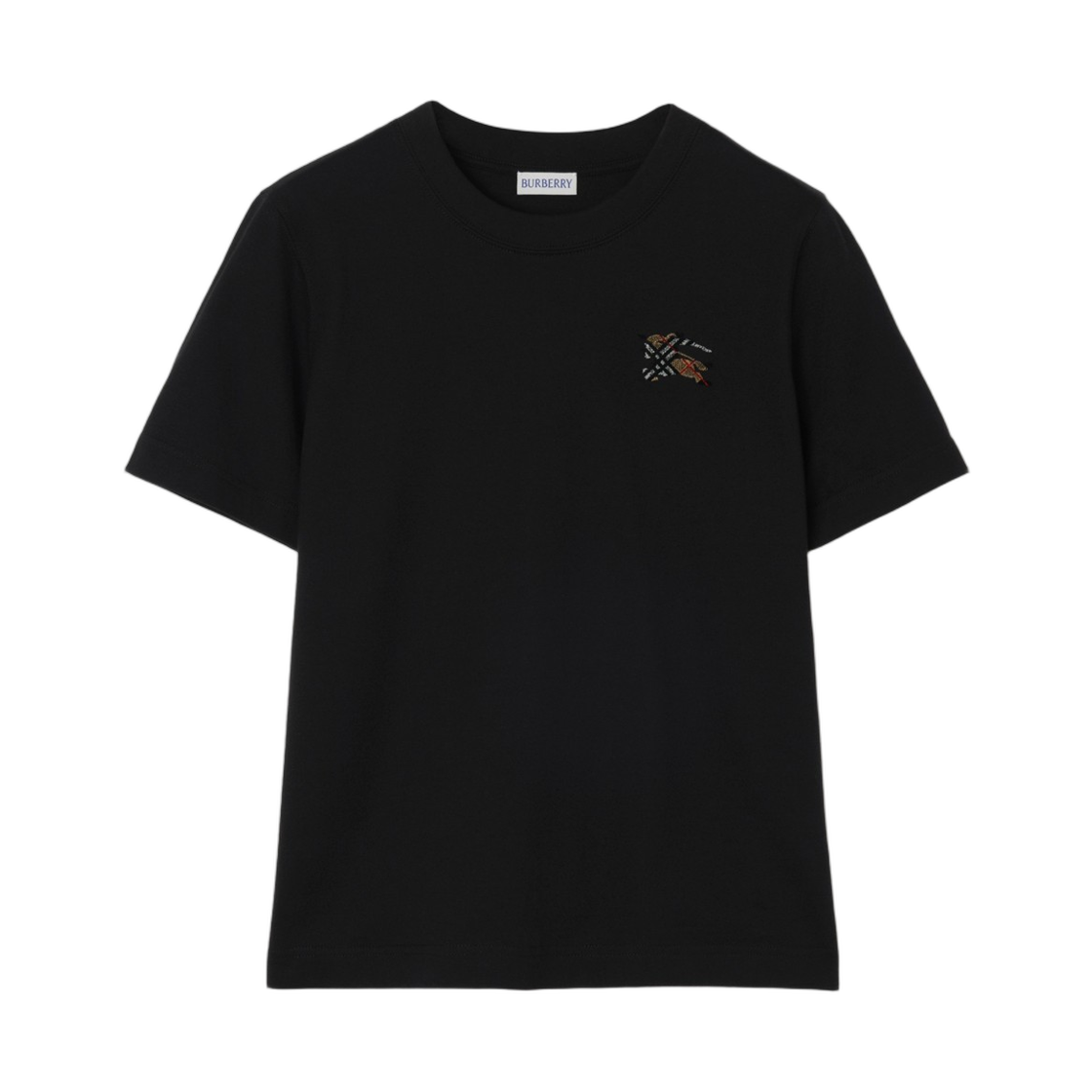 8130012 (W) Burberry EKD Check Cotton T-Shirt Black