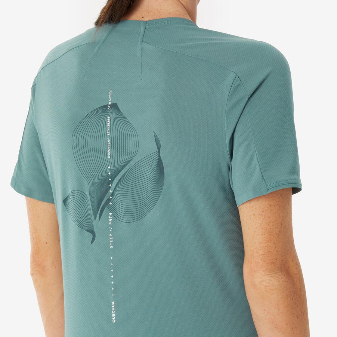 데카트론 여성 경량 하이킹 반팔 티 MH500 애쉬 그린(DECATHLON Women's Lightweight Hiking Short-Sleeved T-Shirt MH500 Ash Green) - 4