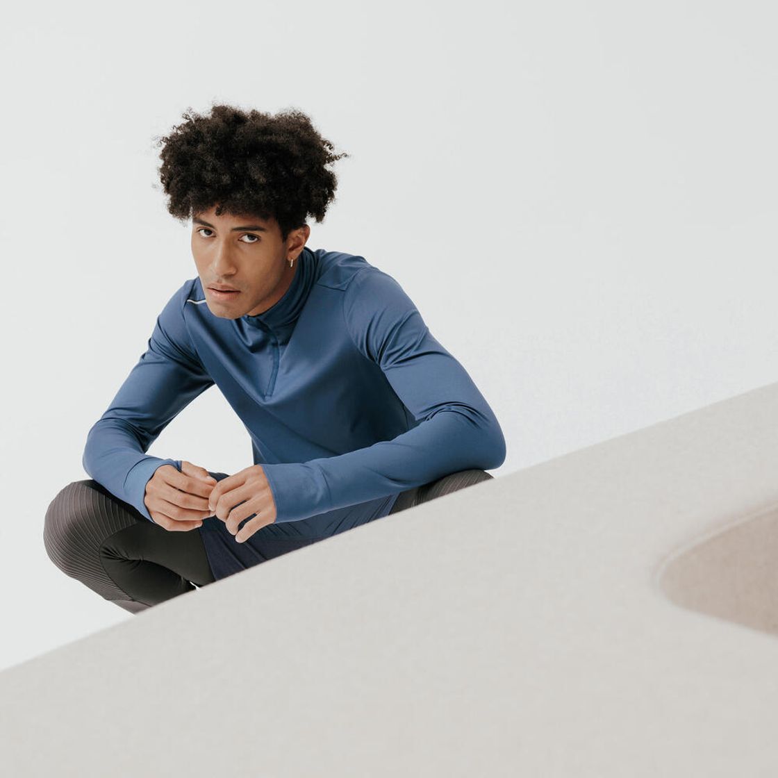 데카트론 남성 하프집 러닝 긴팔 티 런 웜 100 어비스 블루(DECATHLON Men's Half-Zip Running Long-Sleeved T-Shirt Run Warm 100 Abyss Blue) - 5