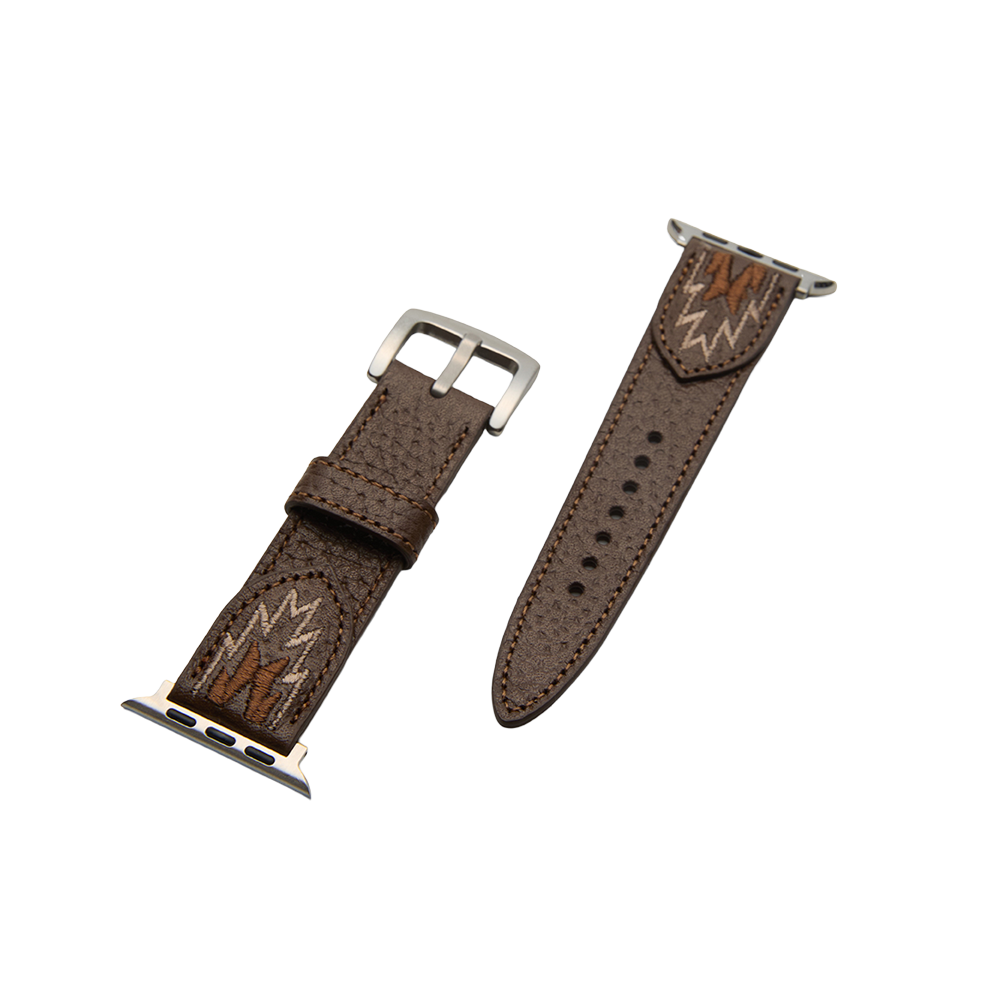 오가프 나바호 자수 가죽 스마트워치 스트랩 브라운(Ogarp Navaho Embroidered Leather Smartwatch Band Brown)