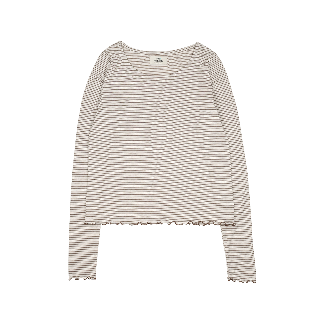 A-140 mmogarden W Wave Stripe I/S Tee Brown