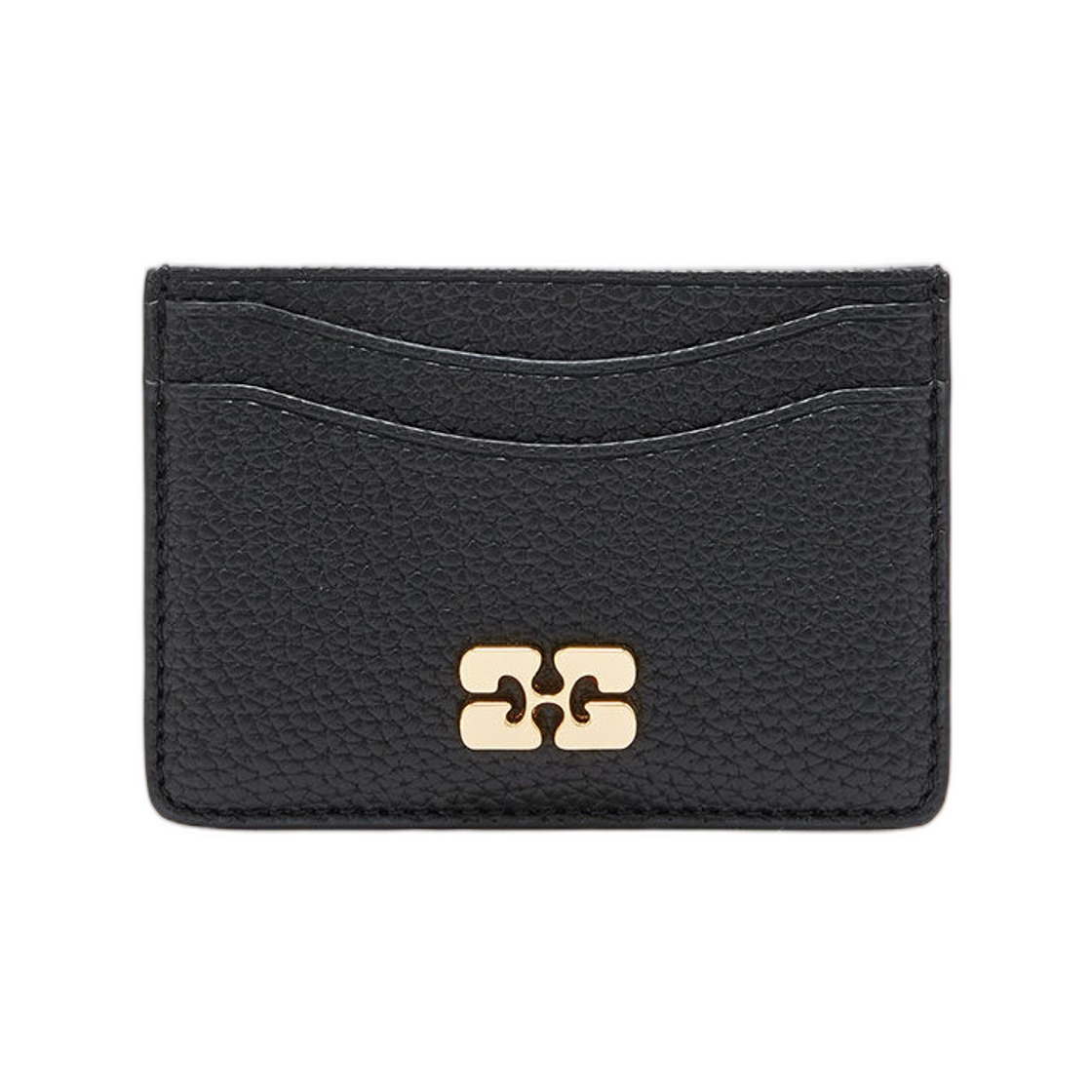 가니 카드 홀더 그레인드 블랙 골드 블랙(Ganni Card Holder Grained Black Gold Black) - 1