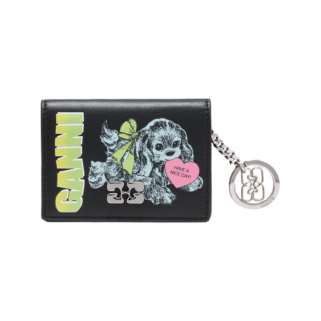 가니 카드 홀더 블루 플랩 앤 도그 블랙(Ganni Card Holder Blue Flap and Dog Black) - 1