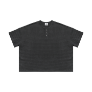 MJD Striped Henry-Neck T-Shirt Charcol