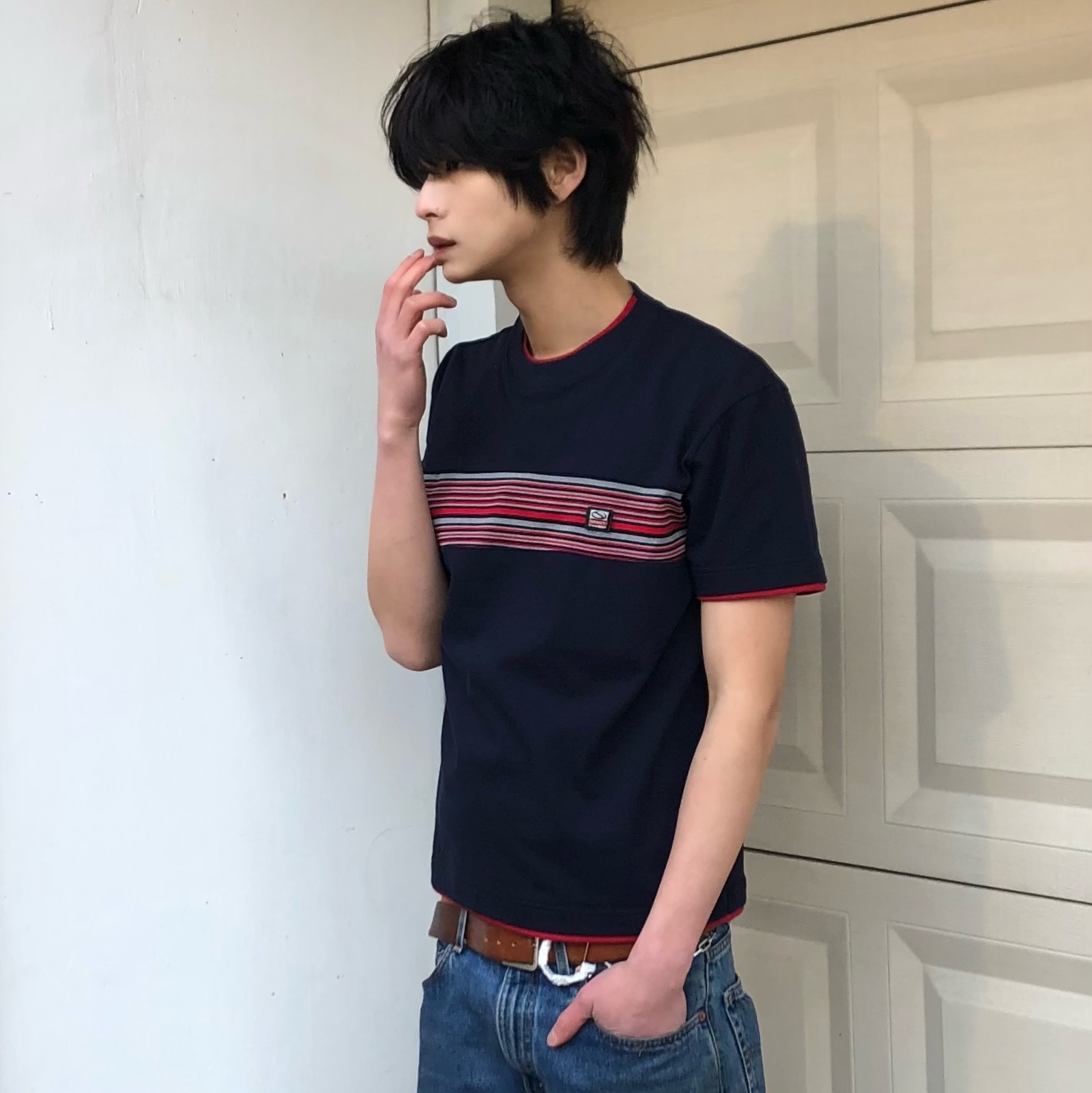 SPORT CHAMBER Spectrum T-shirt NAVY 착용 스타일 - 4