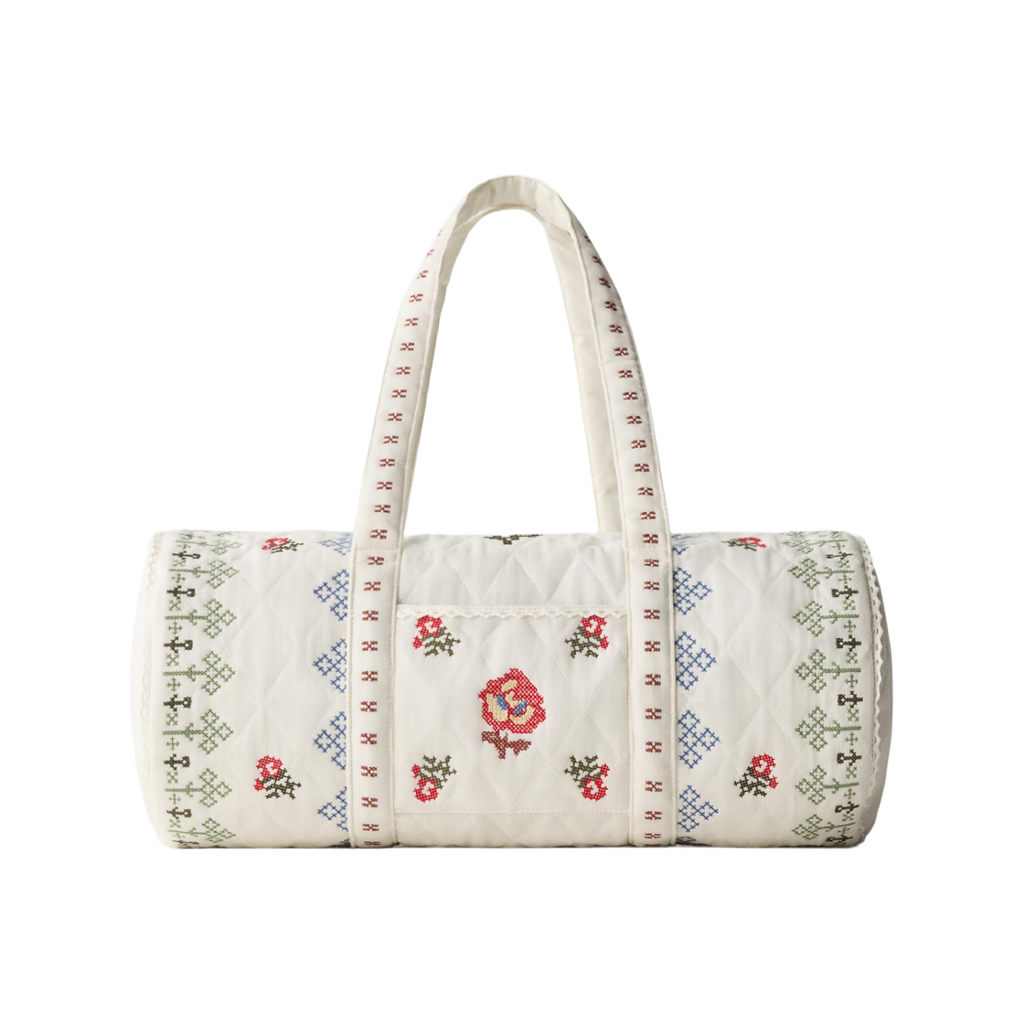 자라 자수 볼링백 에크루 화이트(Zara Embroidered Bowling Bag Ecru White)