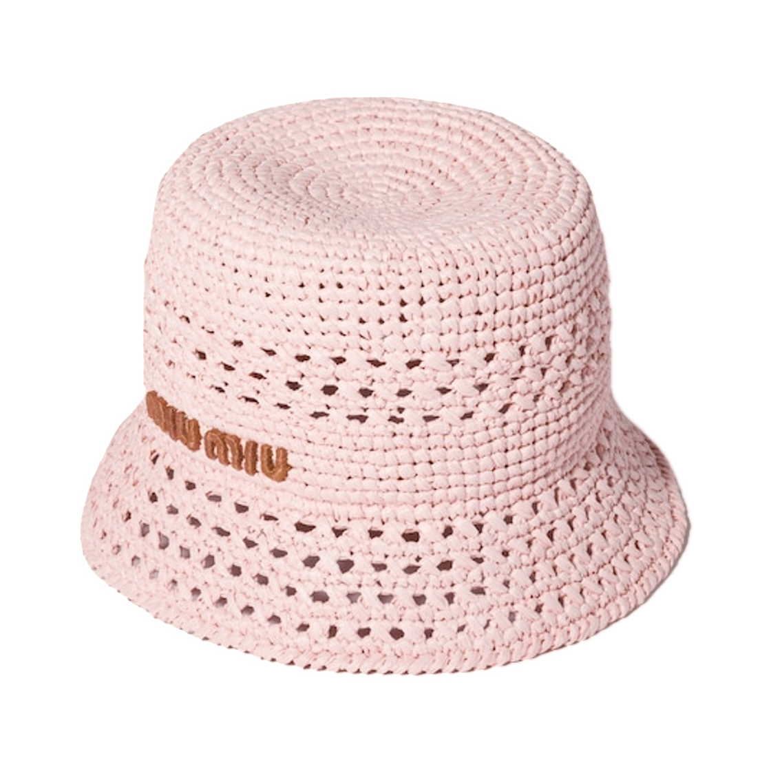5HC287-2DO1-F05DJ Miu Miu Woven Fabric Hat Orchid Pink Cognac