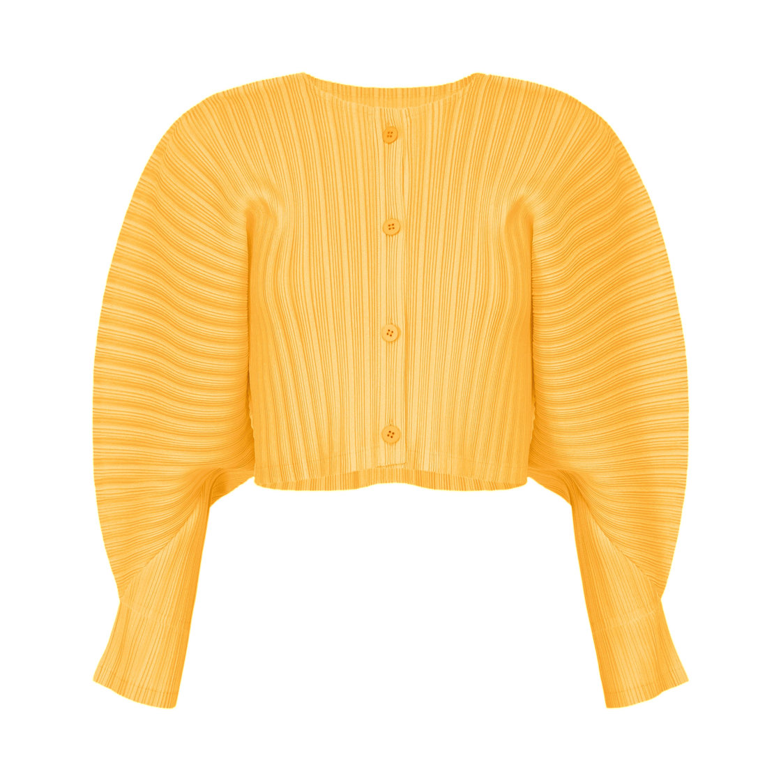 (W) 플리츠 플리즈 이세이 미야케 립 플리츠 제뉴어리 가디건 옐로우((W) Pleats Please Issey Miyake Rib Pleats January Cardigan Yellow) - 1