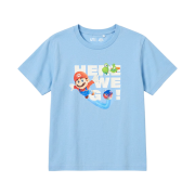 (Kids) Uniqlo UT x Mario Movie Graphic T-Shirt C Blue