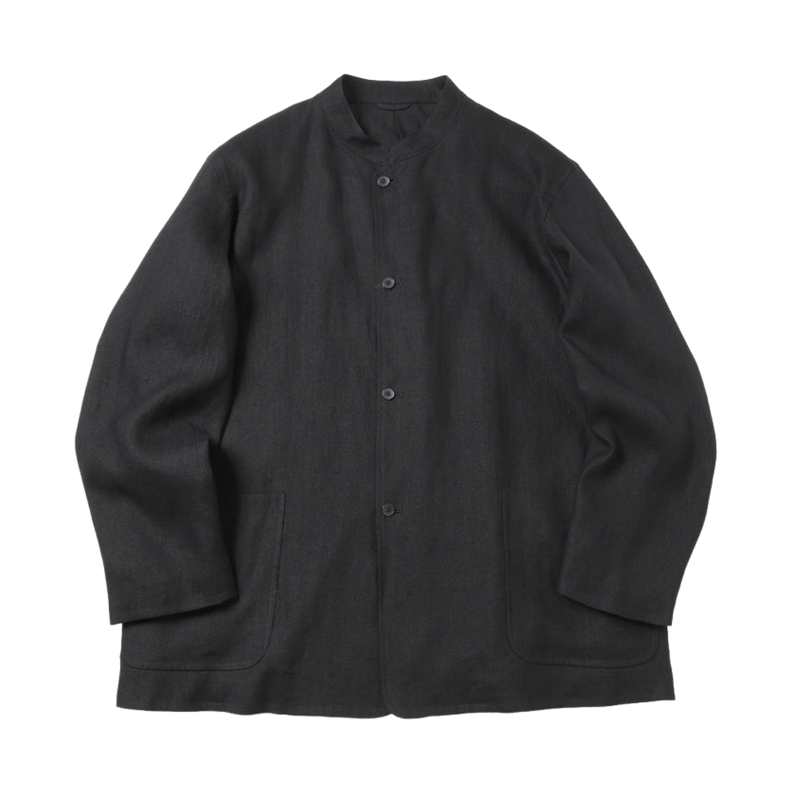 코모리 카나파 스탠드 칼라 자켓 블랙 - 26SS(Comoli Canapa Stand Collar Jacket Black - 26SS)