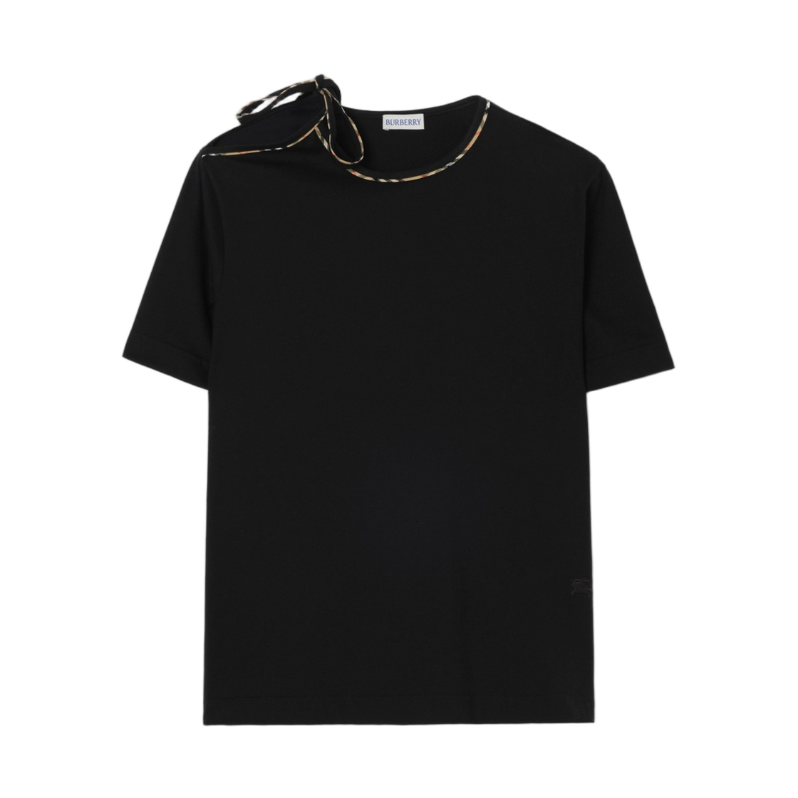 8126134 (W) Burberry Tie Sleeve Cotton T-Shirt Black