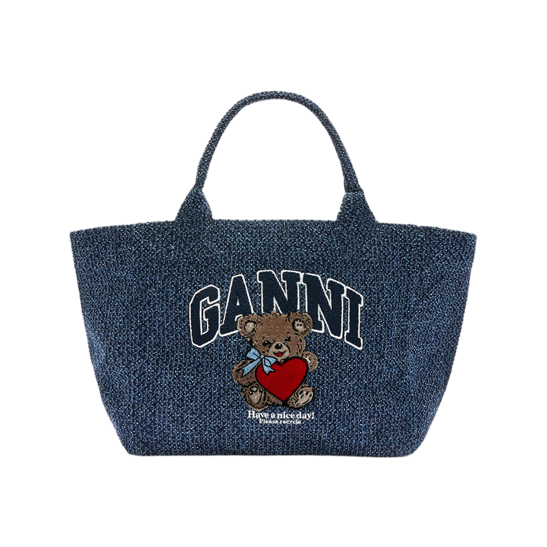 가니 데님 미디움 베어 토트 린스(Ganni Denim Medium Bear Tote Rinse) - 1