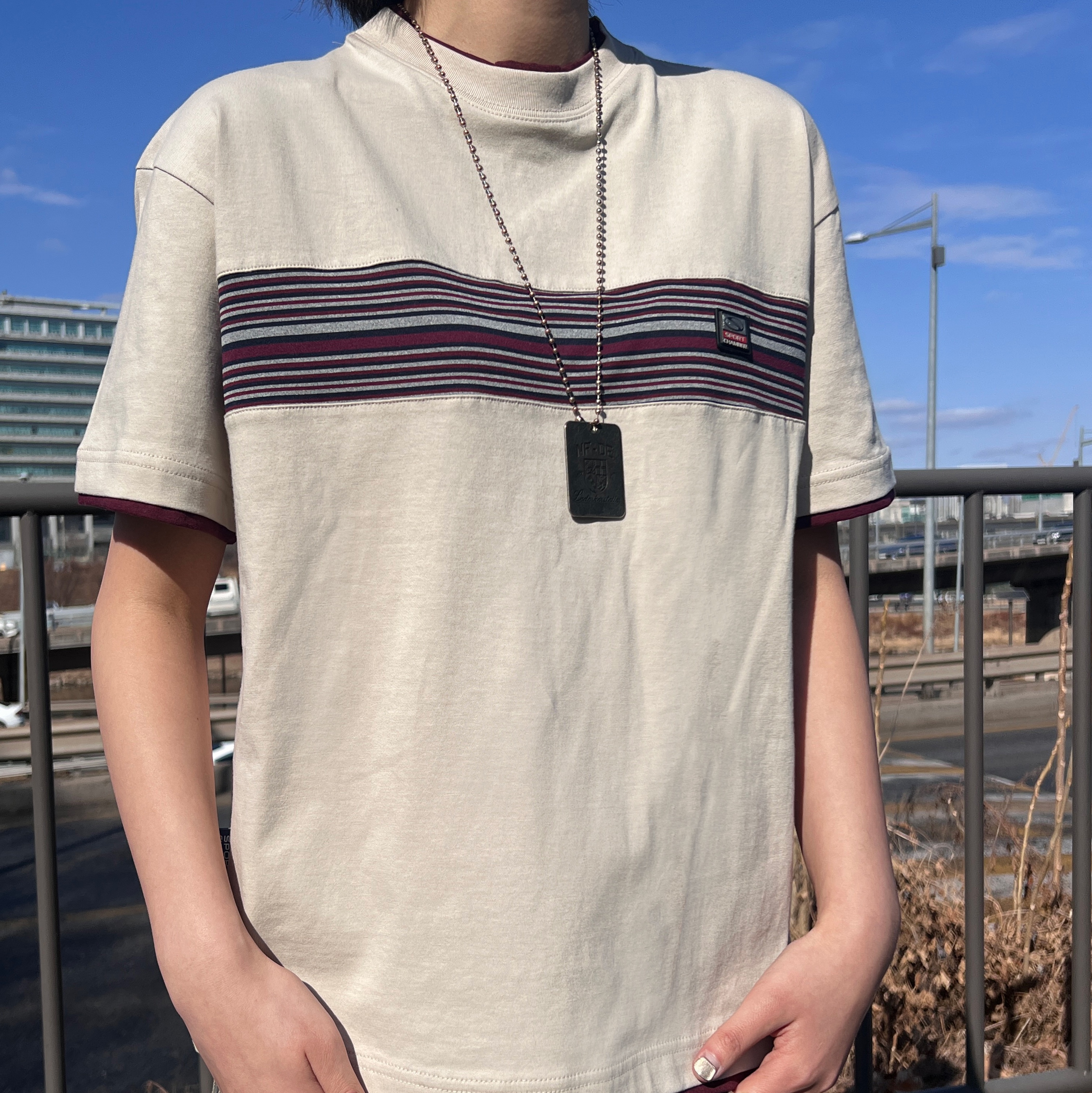 SPORT CHAMBER Spectrum T-shirt LIGHT BEIGE 착용 스타일 - 4