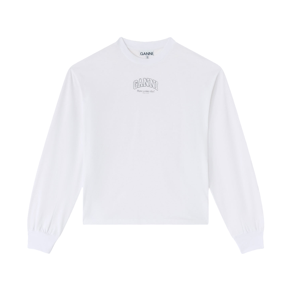 A1050068-151 (W) Ganni Essential Basic Long Sleeve Bright White