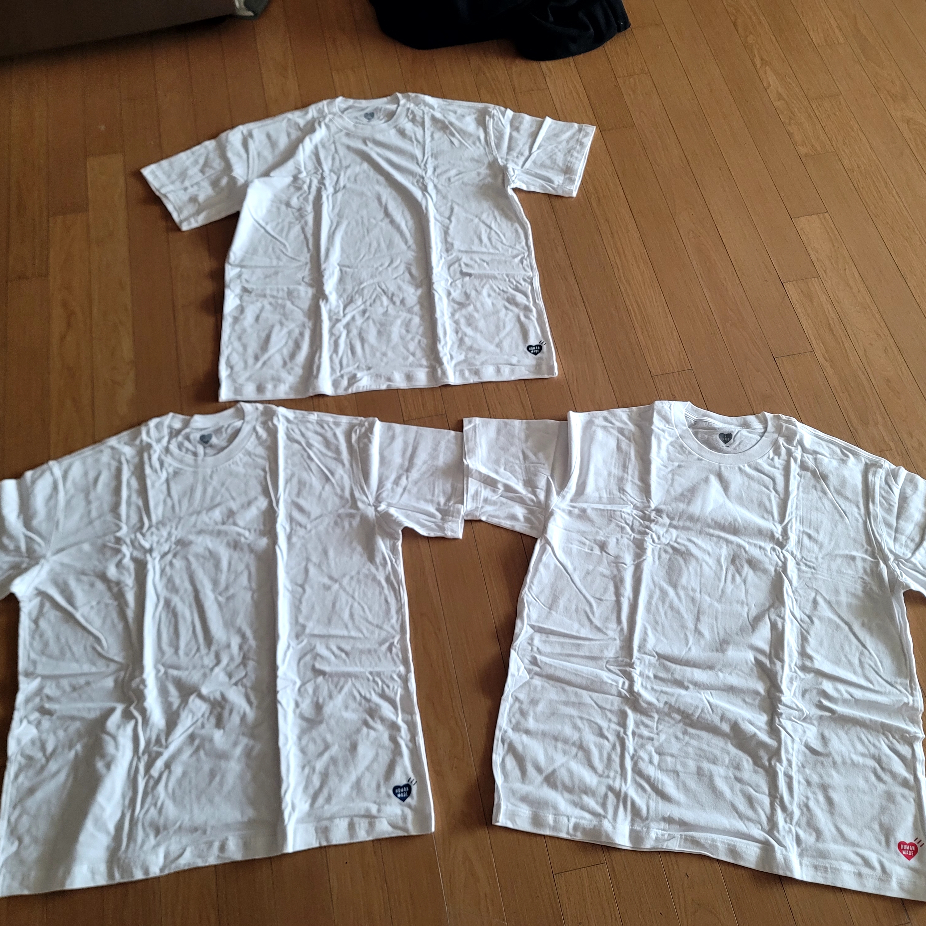 Human Made T-Shirts White (3 Pack) 착용 스타일 - 3