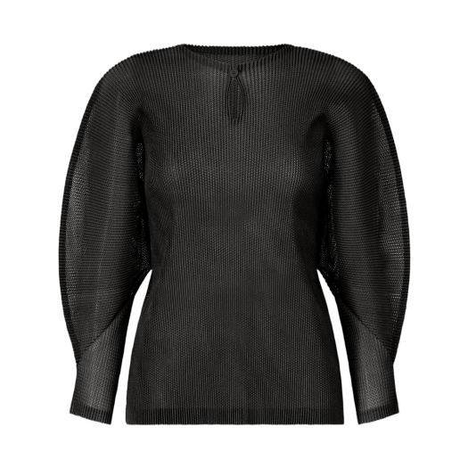 W) 플리츠 플리즈 이세이 미야케 타타미 에이프릴 탑 블랙 | Pleats
