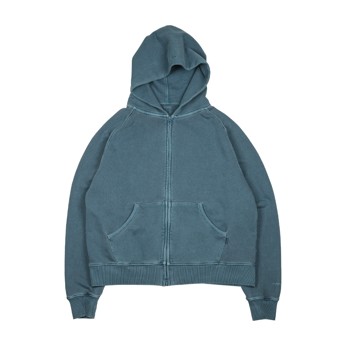 에메모가든 피그먼트 다잉 후디 집업 블루(mmogarden Pigment Dyed Hoodie Zipup Blue)