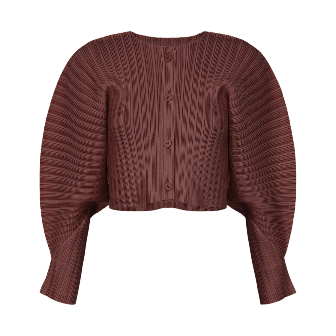 PP61-FO333-84 (W) Pleats Please Issey Miyake Rib Pleats January Cardigan Bordeaux