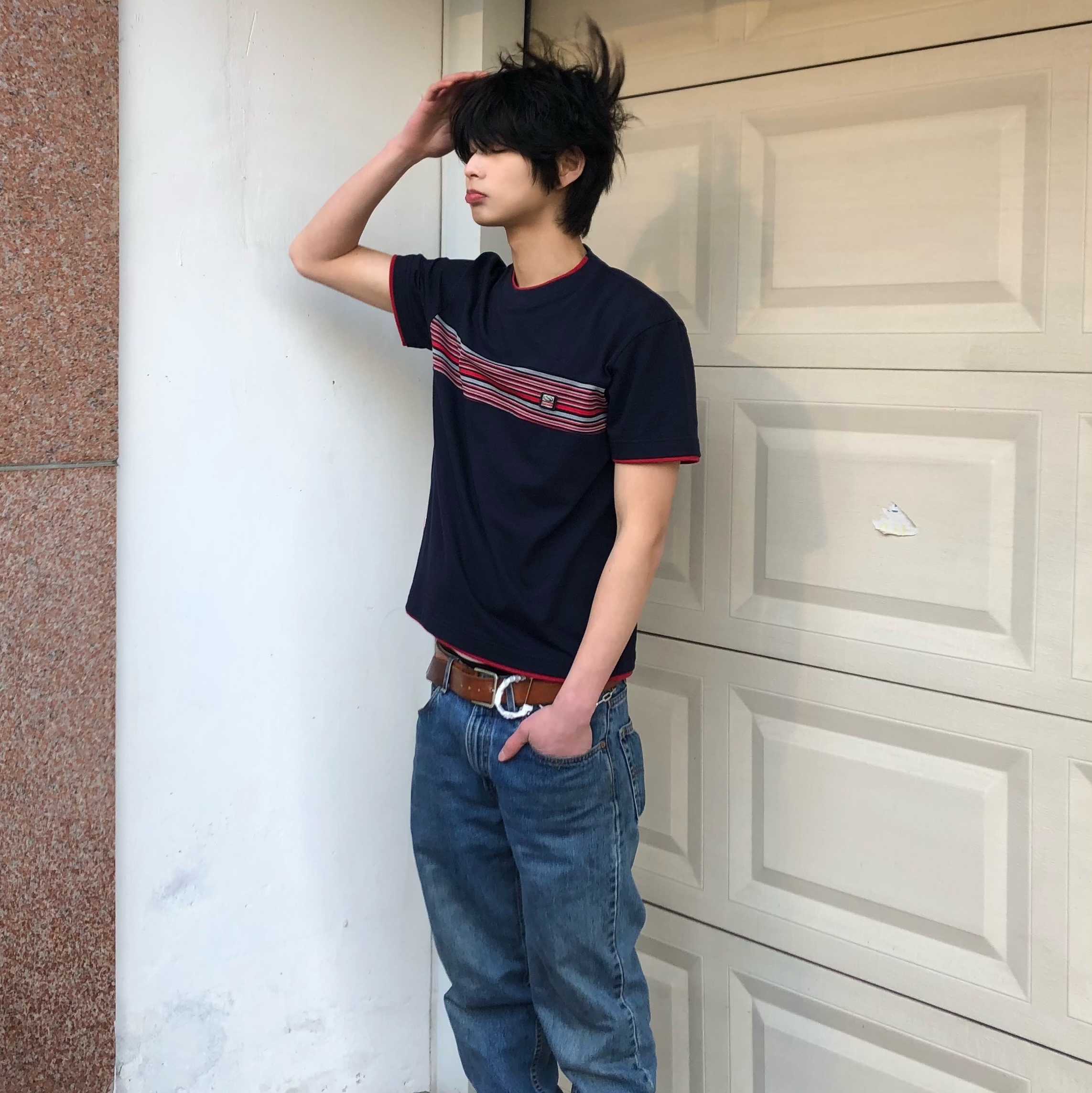 SPORT CHAMBER Spectrum T-shirt NAVY 착용 스타일 - 2