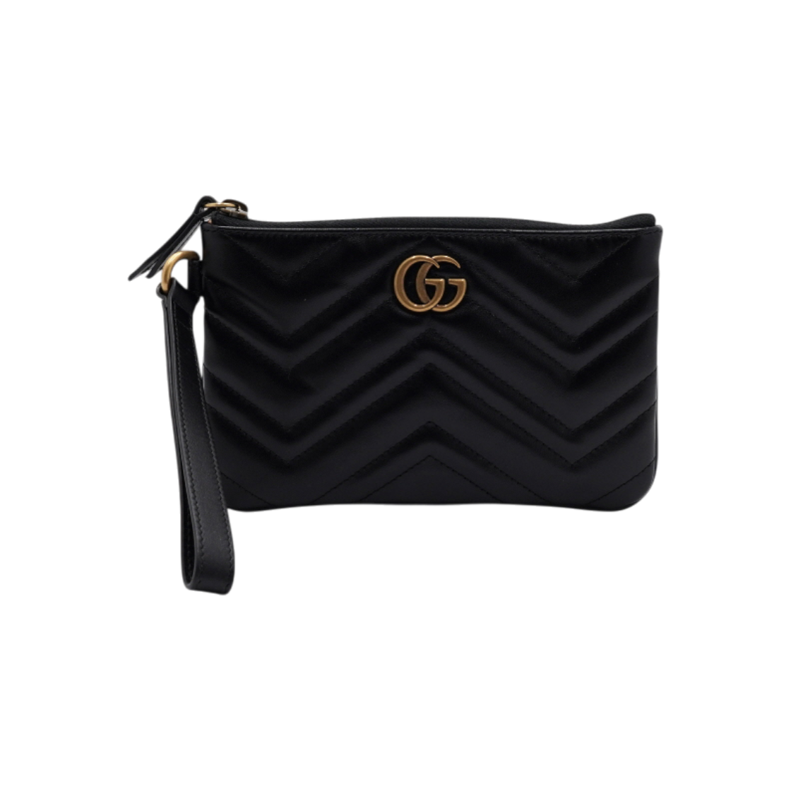 ITW6W4M8TAGG Gucci GG Marmont Black Leather Mini Strap Clutch Bag