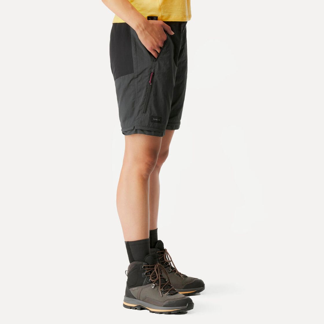 데카트론 여성 백패킹 투인원 집오프 바지 MT100 카본 그레이(DECATHLON Women's Backpacking 2-in-1 Zip-off Pants MT100 Carbon Grey) - 4