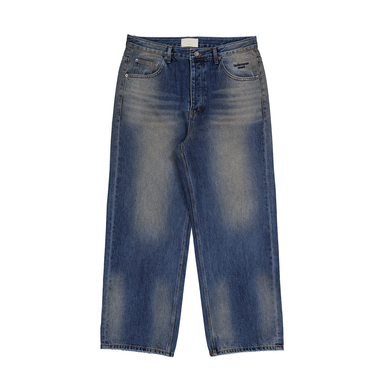 언더마이카 무.174 클래식 로고 브러쉬 워시드 배기 진 워시드 블루(Undermycar Mu.174 Classic Logo Brush Washed Baggy Jeans Washed Blue) - 3