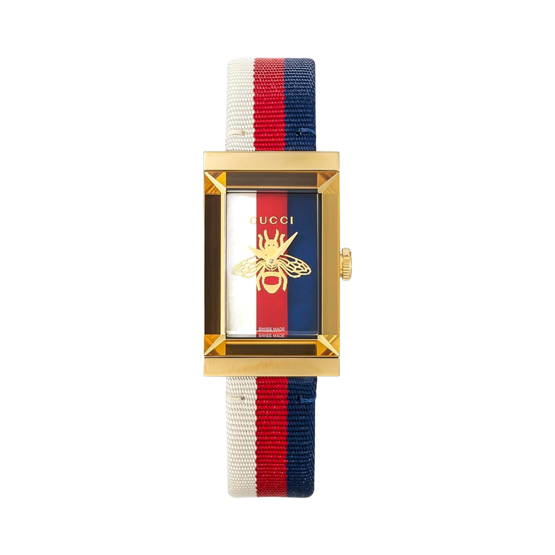 YA147409 [20% 쿠폰] Gucci G-Frame Quartz 21x34mm Nylon White Red Blue