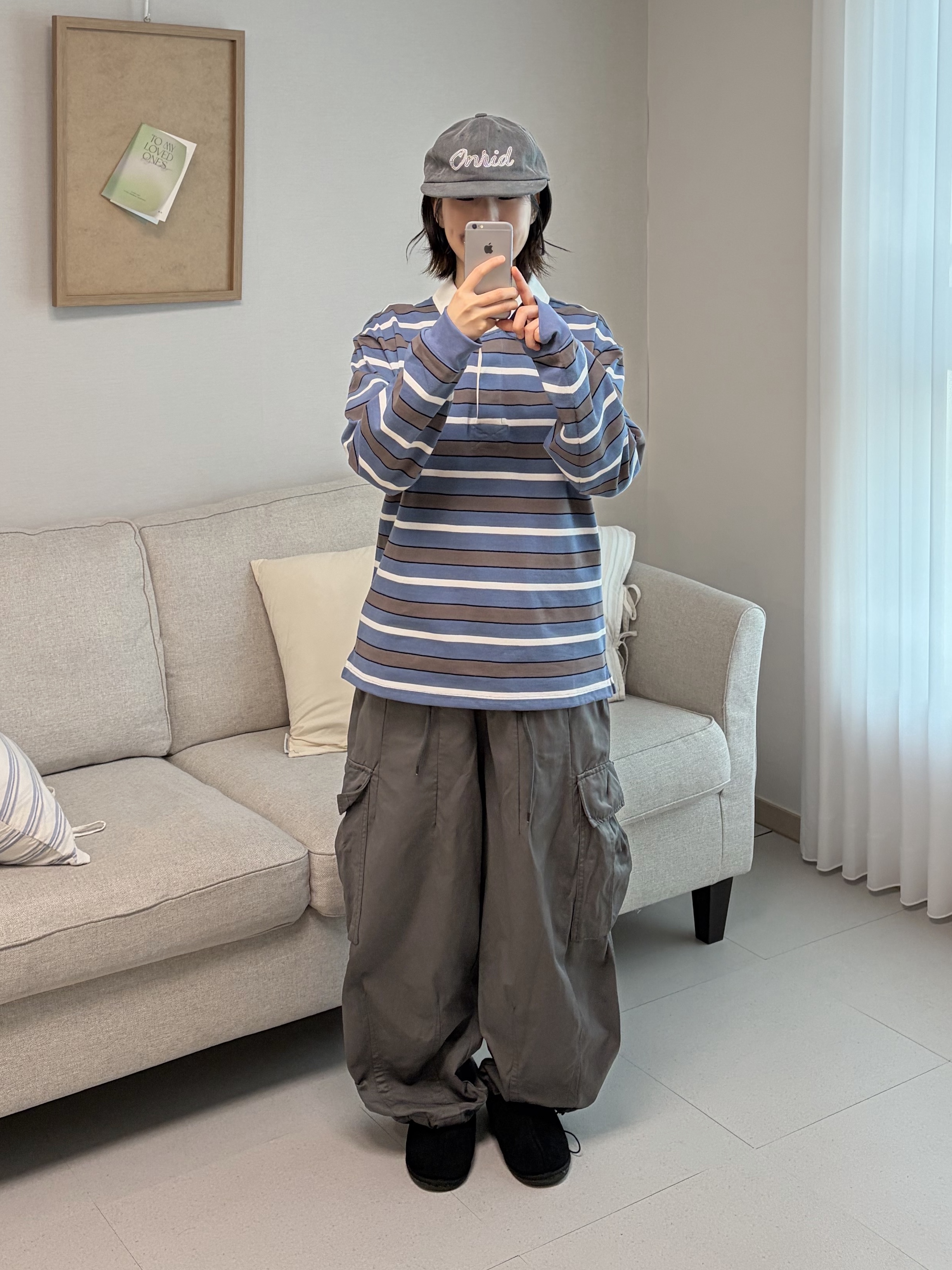 Helinox Wear 6-Panel Light Camp Cap Dark Gray, [KREAM 단독] Flavorism VTG Washed Cargo Pants Washed Charcoal 착용 스타일 - 2