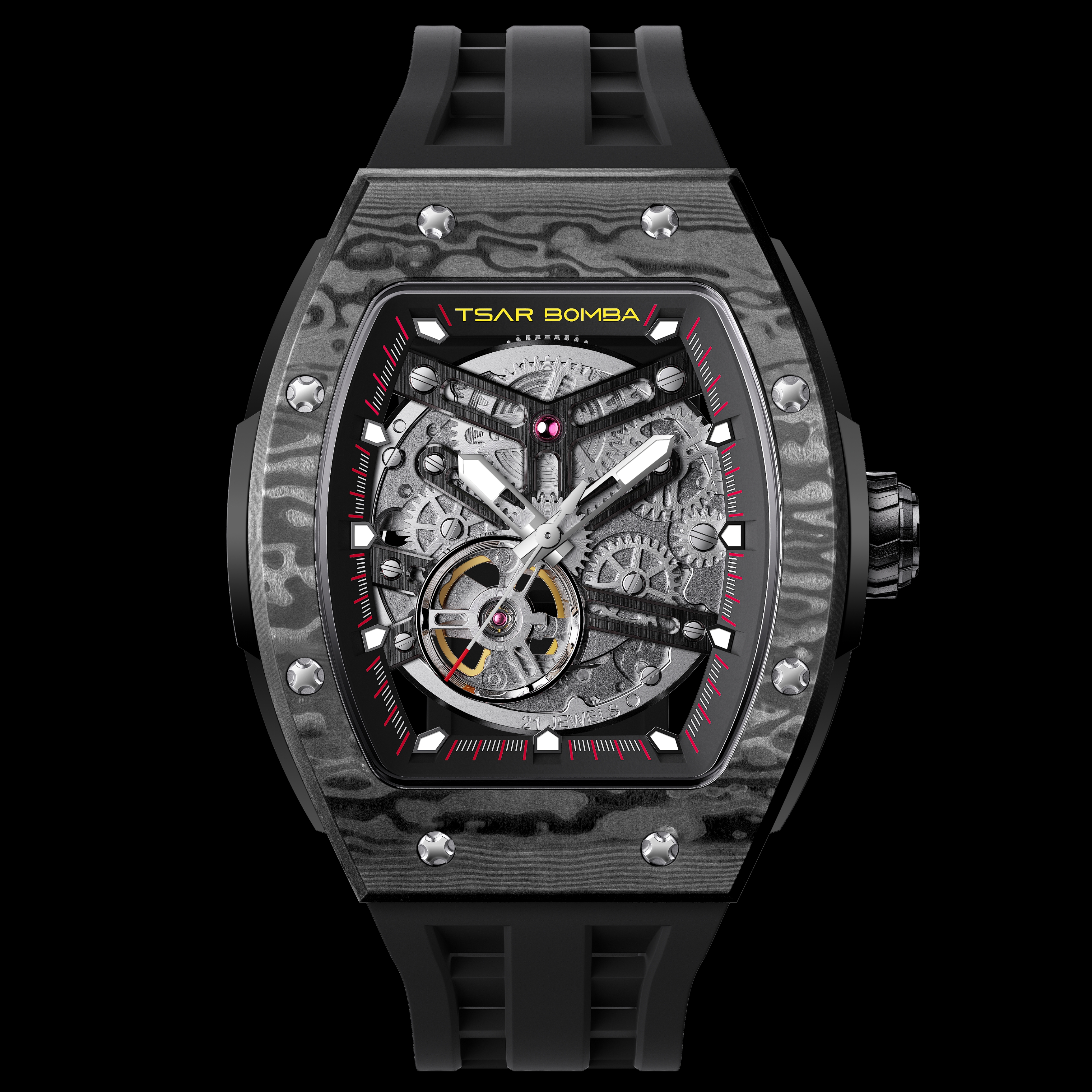 Tsar Bomba Elemental-Carbon Fiber Automatic  TB8228CF-01 Cool Black 착용 스타일 - 1