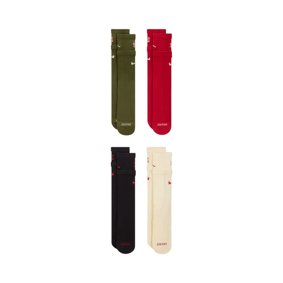 IO4659-900 (W) Jordan x Teyana Taylor Crew Socks Multicolor (4 Pack)