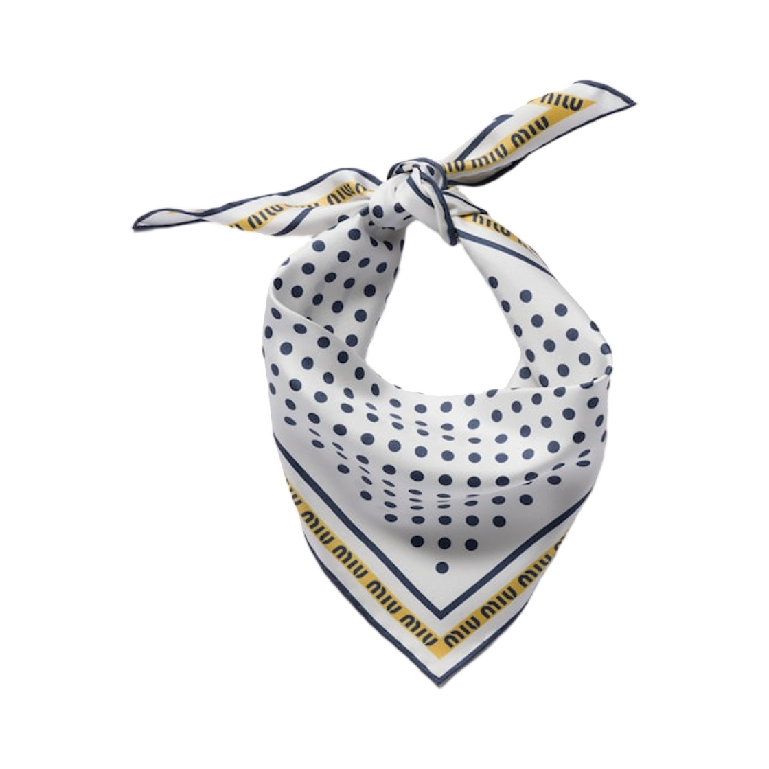 5FF036-2G8P-F057G Miu Miu Printed Twill Scarf Bianco Navy
