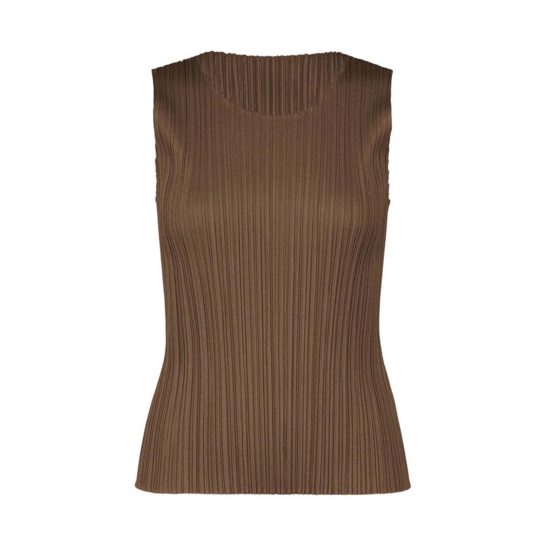 PP15-JK401-44 (W) Pleats Please Issey Miyake New Colorful Basics 4 Sleeveless Top Brown