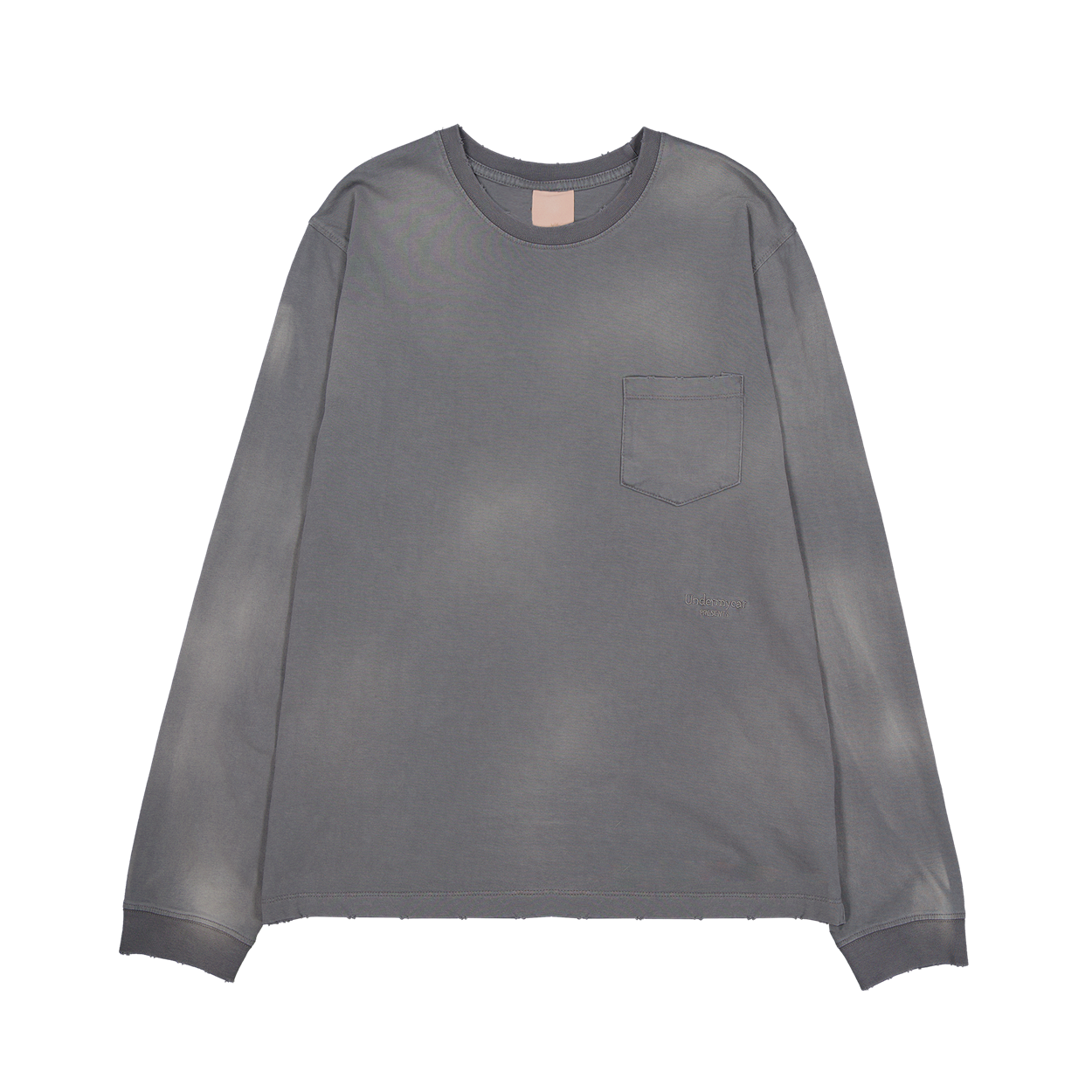 언더마이카 무.165 클래식 로고 워시드 포켓 롱 슬리브 그레이