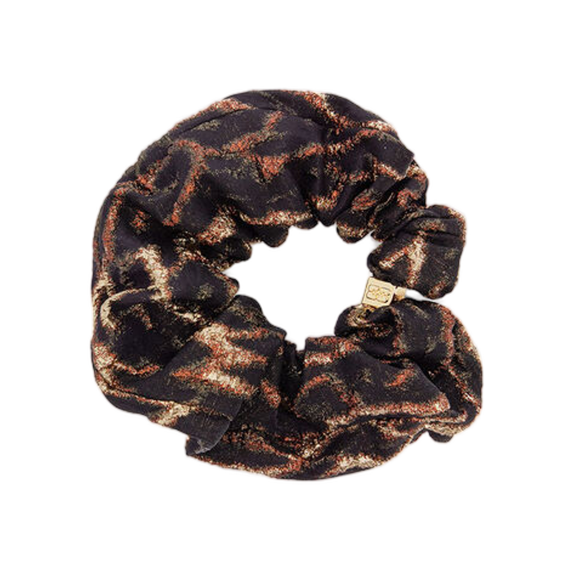 가니 메탈릭 프린티드 스크런치 카키(Ganni Metallic Printed Scrunchie Khaki)