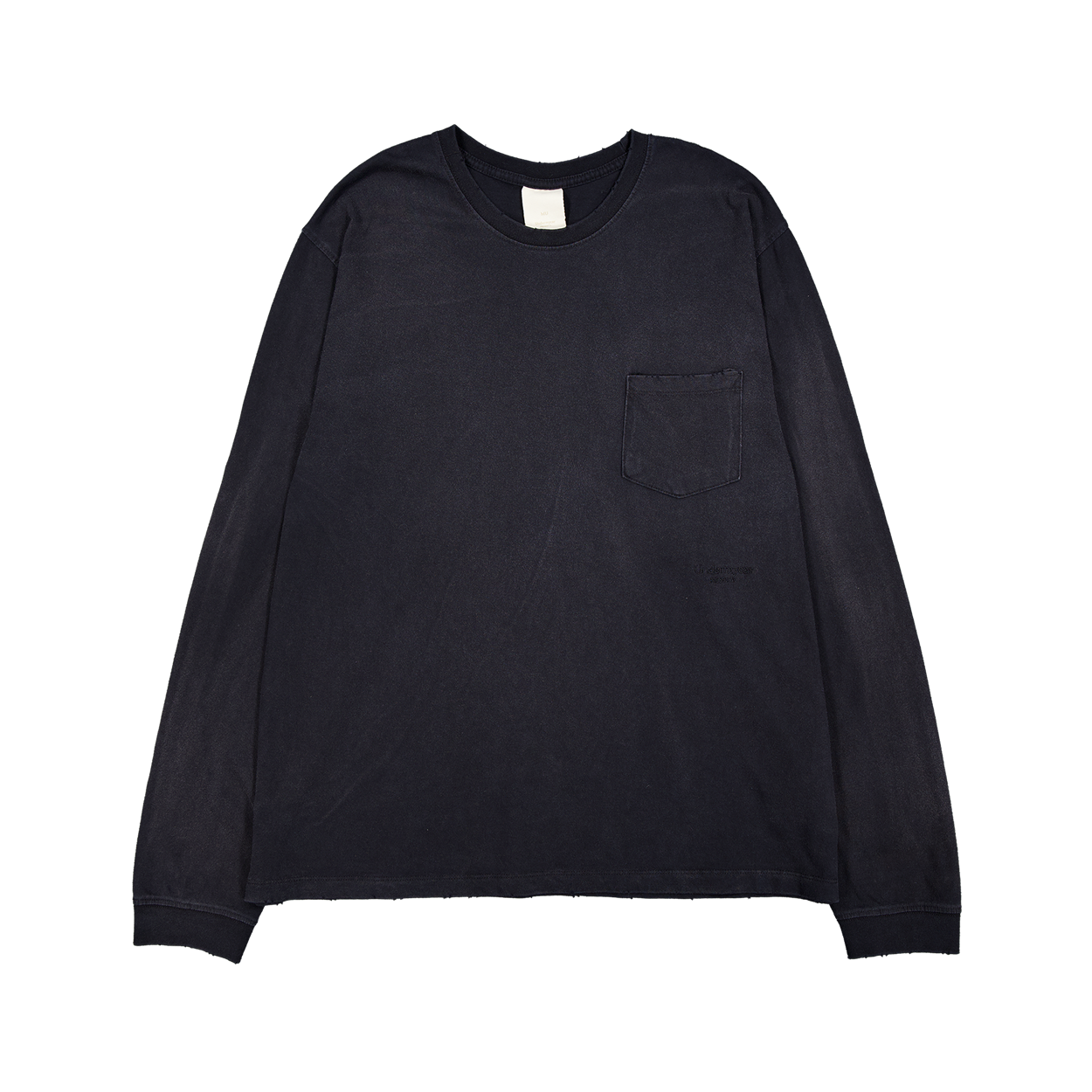 언더마이카 무.165 클래식 로고 워시드 포켓 롱 슬리브 블랙