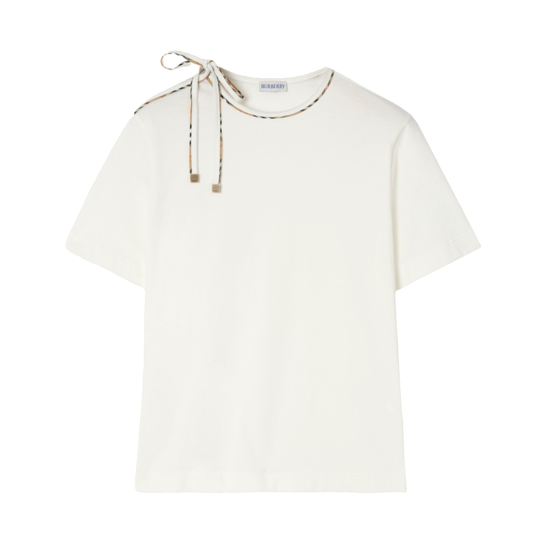 8127210 (W) Burberry Tie Sleeve Cotton T-Shirt Chalk White