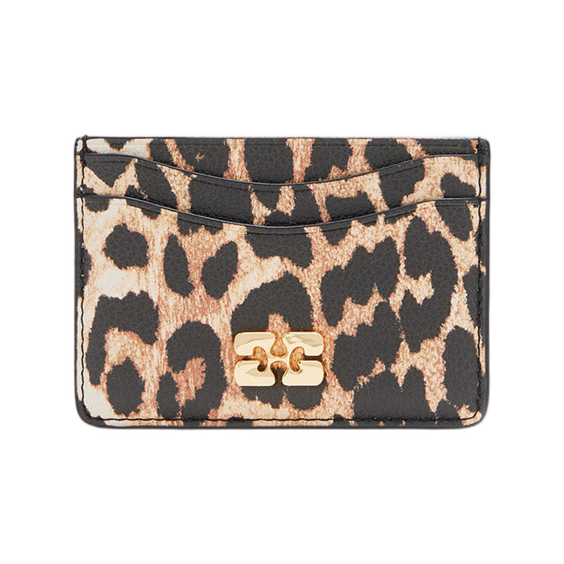 가니 레오파드 그레인드 보우 카드 홀더 아몬드 밀크(Ganni Leopard Grained Bou Card Holder Almond Milk)