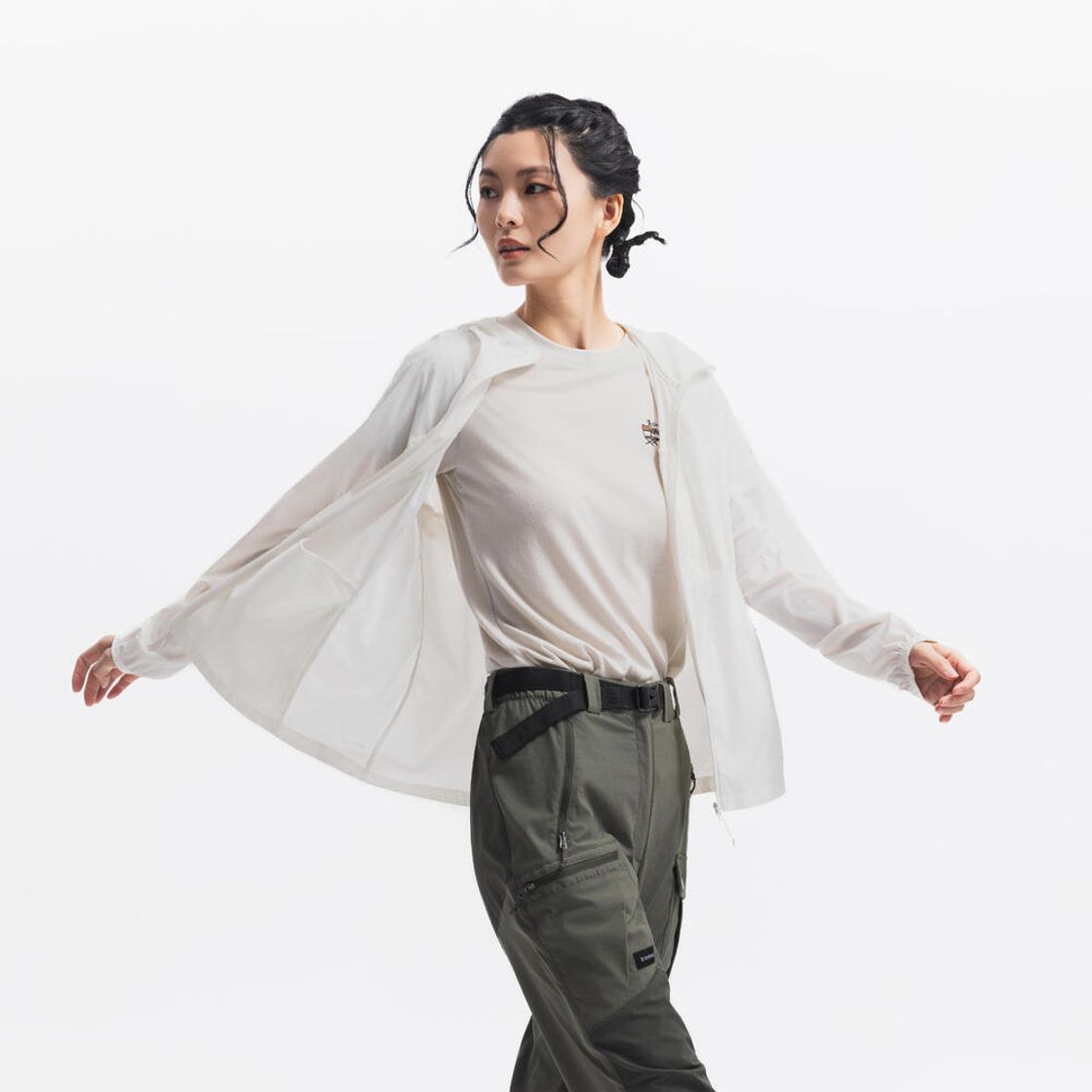 데카트론 여성 하이킹 윈드 자켓 슬림핏 헬륨 500 코튼 화이트(DECATHLON Women's Hiking Slim Fit Wind Jacket Helium 500 Cotton White) - 7