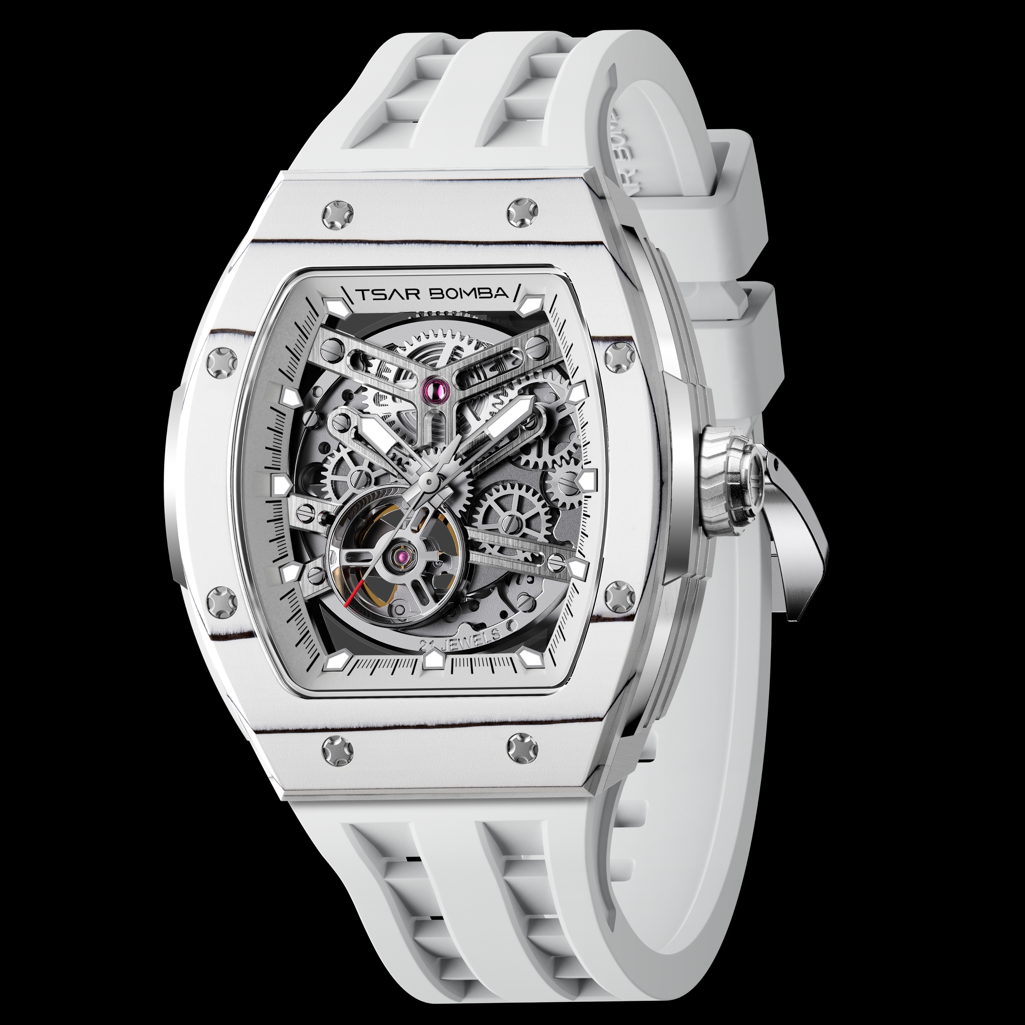 Tsar Bomba Elemental-Carbon Fiber Automatic  TB8228CF-04 Ellegant White 착용 스타일 - 2