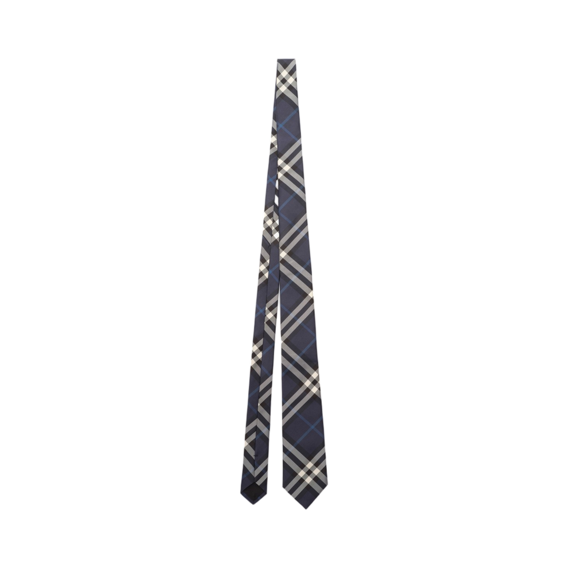 8129045 Burberry Check Silk Tie Navy