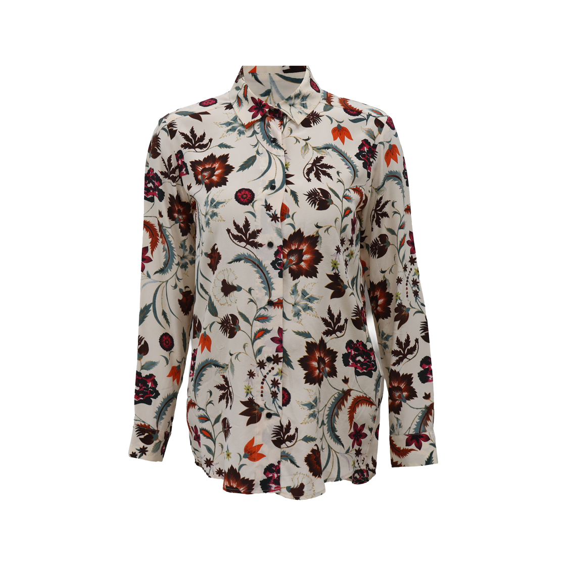 ITSM4JNUNVAJ Sandro C10693H-15 Silk Shirt in White & Ivory