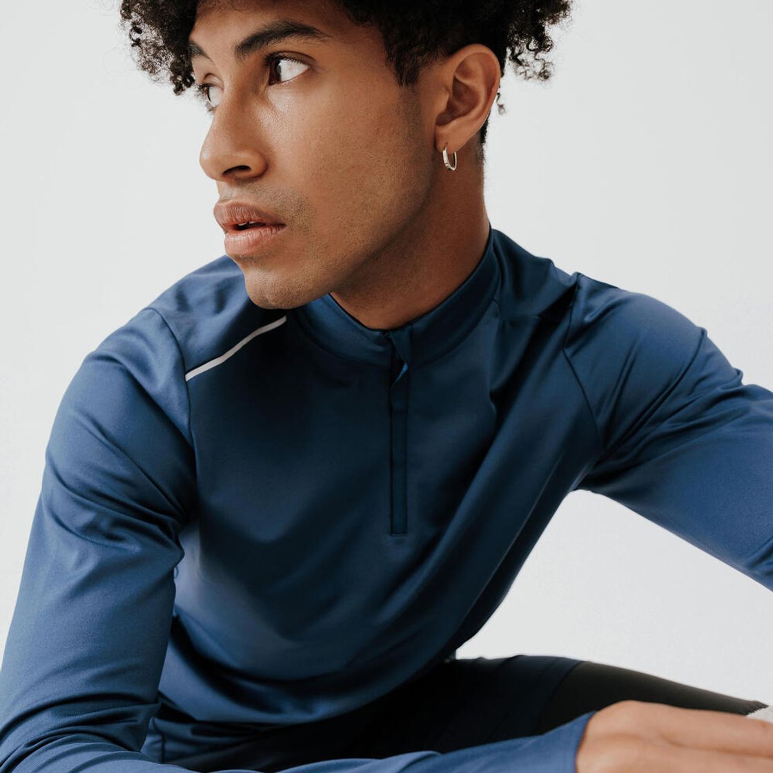 데카트론 남성 하프집 러닝 긴팔 티 런 웜 100 어비스 블루(DECATHLON Men's Half-Zip Running Long-Sleeved T-Shirt Run Warm 100 Abyss Blue) - 4