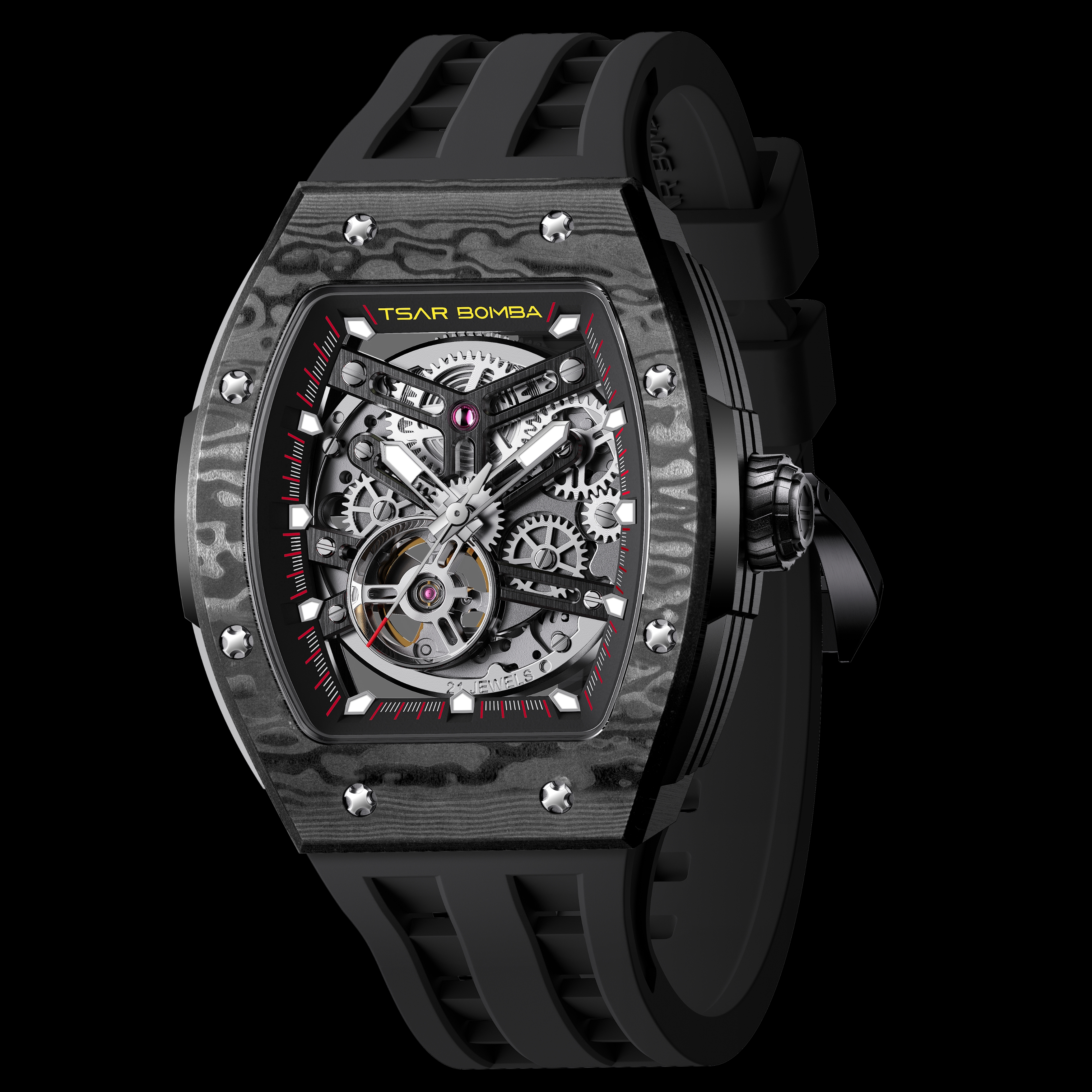 Tsar Bomba Elemental-Carbon Fiber Automatic  TB8228CF-01 Cool Black 착용 스타일 - 2